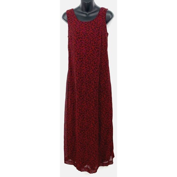 Motherhood Maternity Shift Dress Small S Red Pink Floral Sleeveless Vintage Midi - Picture 1 of 8